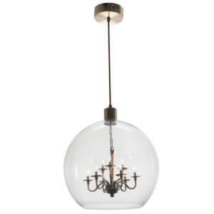 Brightstar PEN625/9 CLEAR Satin Brass Pendant with Clear Glass and Small Inner Satin Brass Chandelier