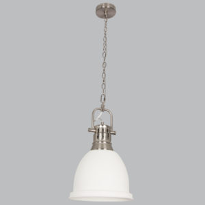 Brightstar PEN640/1 WHITE Satin Chrome Metal Pendant with Sand White Metal Cover
