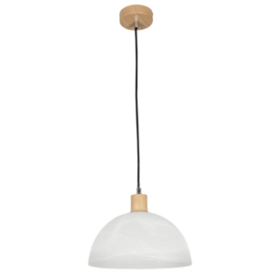 Brightstar PEN686 ALABASTER Metal Cord Pendant with Wood Finish and Alabaster Glass
