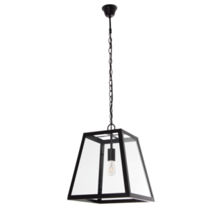 Brightstar PEN715 BLACK Metal Pendant with 4 Panels of Clear Glass