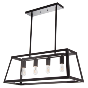 Brightstar PEN717 BLACK Metal Pendant with 4 Panels of Clear Glass