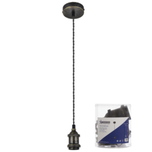 Brightstar PEN779 ANTIQUE Antique Brass Pendant with Black Twist Cord