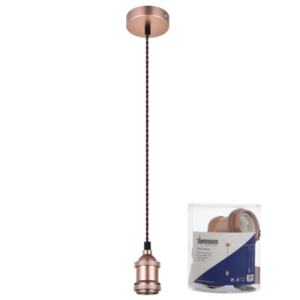 Brightstar PEN782 Rose Gold Colour Pendant with Brown Twist Cord