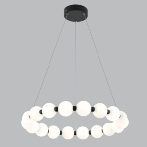 Brightstar PEN795/12 BLACK Aluminium And Opal Glass Pendant
