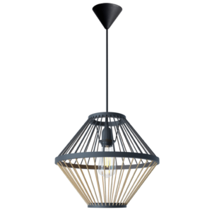 Brightstar PEN808 Bamboo Marble Wood Finish and Wood Pendant 60W (LED or CFL only) Natural/Black