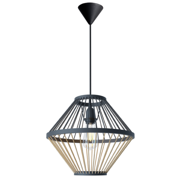 Brightstar PEN808 Bamboo Marble Wood Finish and Wood Pendant 60W (LED or CFL only) Natural/Black