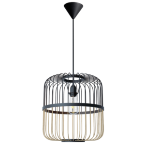 Brightstar PEN809 Bamboo Marble Wood Finish and Wood Pendant 60W (LED or CFL only) Natural/Black