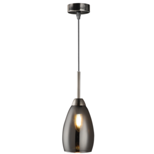 Brightstar PEN813/1 GUN METAL Metal with Smoke Colour Glass Pendant Gun Metal