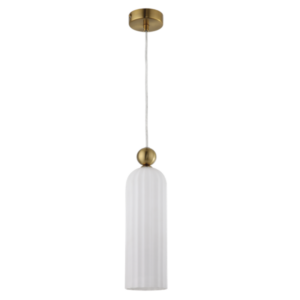 Brightstar PEN854 WHITE Metal Pendant with White Fluted Glass