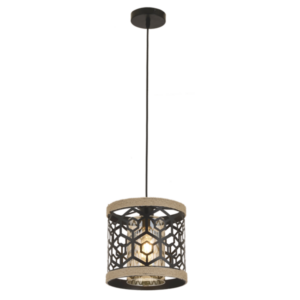 Brightstar PEN860 ROPE Metal and Rope Pendant with Amber Inner Glass