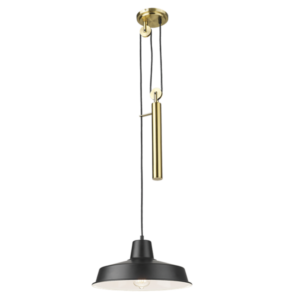 Brightstar PEN872 BRASS/BLACK Metal Pendant with White Inner Antique and Black