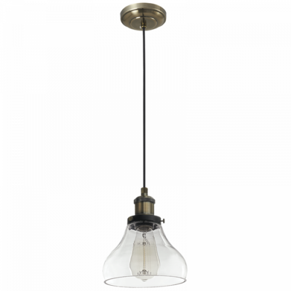 Brightstar PEN920/1 CLEAR Antique Brass Pendant with Clear Glass