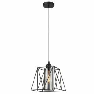 Brightstar PEN201 BLACK Metal Pendant with Smoke Colour Inner Glass Black