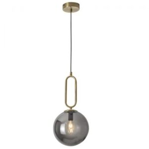 Brightstar PEN463 GM/SM Gold Colour Metal Pendant with Smoke Colour Glass