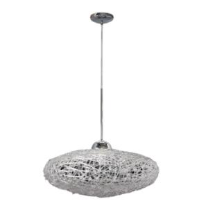 K Light A-KLCH6153/CL Clear Acrylic Flat Round Pendant Chrome with Clear Acrylic Shade