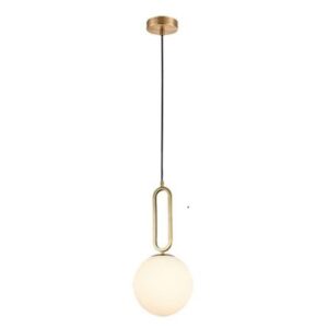 K Light A-KLCH-913-20 Croquet Antique Brass 20cm Glass Pendant Antique Brass with Opal White Glass