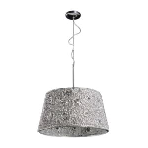 K Light A-KLCH6149 Acrylic Shade Pendant Chrome with K5 Crystals Embedded Chrome Acrylic Shade