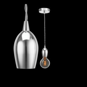 K Light DA-KLCH-888/CH Bullet Pendant with Twisted Fabric Cord