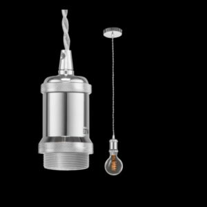 K Light DA-KLCH-T777/CH Twisted Fabric Cord Pendant Chrome