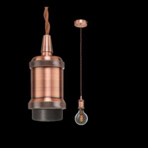 K Light DA-KLCH-T777/CO Twisted Fabric Cord Pendant Copper