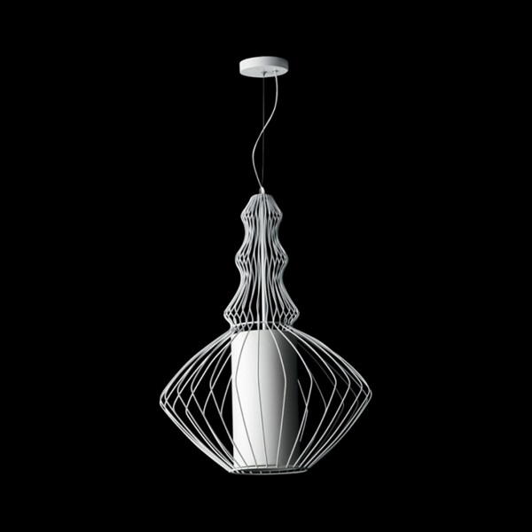 K Light CA-KLCH-1044 Wide Wire Metal Pendant White