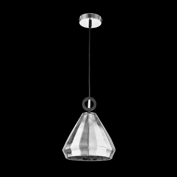 K Light CA-KLCH-3094/CH Diamond Cut Medium Glass Pendant Chrome