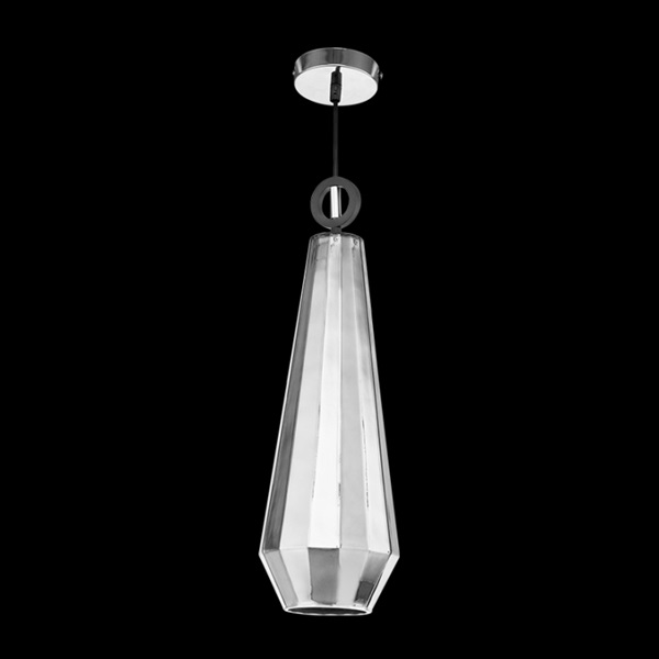 K Light CA-KLCH-3095/CH Diamond Cut Large Glass Pendant Chrome