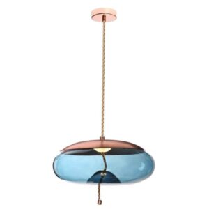 K Light K-LED-9966D/BU 5W LED Pebble Glass and Rope Pendant Blue