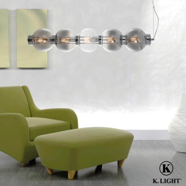 K Light A-KLCH-9224-5/S Pearl Two-Way Pendant Chrome with Smoke Glass - Image 2