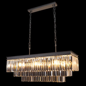 K Light KLCH-5515/BL Smoke Crystal Rectangular Chandelier Black