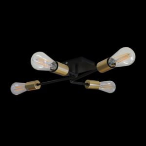 K Light G-KLC-8104/4 230v 40W E27 4 Lights Traverse Ceiling Fitting Matt Black and Satin Gold