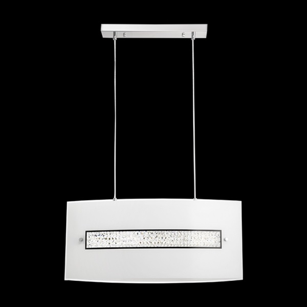 K Light KLCH-1553-3 Curved Rectangular Crystal and Glass Pendant Crystals / Frosted