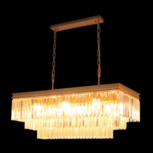 K Light KLCH-5515/SG Smoke Crystal Rectangular Chandelier Satin Gold