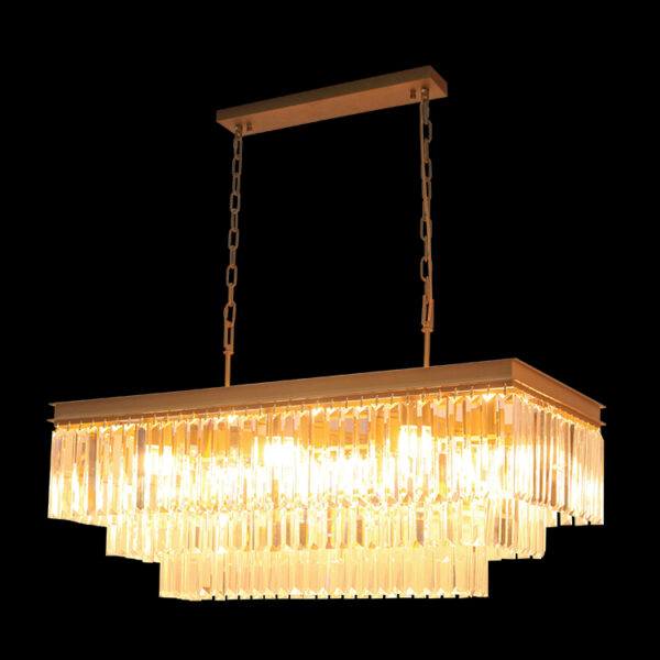 K Light KLCH-5515/SG Smoke Crystal Rectangular Chandelier Satin Gold