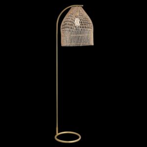 K Light E-KLT-600F Rattan Floor Lamp with Satin Gold