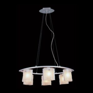 K Light MW-5404/6PD 6 Light Rain Pendant Silver with Frosted Scavo Glass