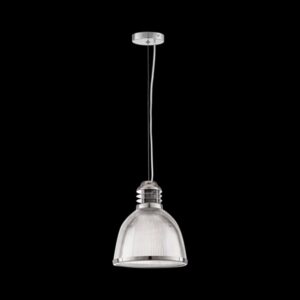 K Light PC-KLCH-08-03 Small Black Louvre PC Pendant Chrome with Clear Acrylic Shade