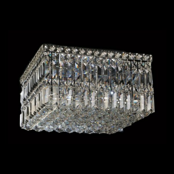 K Light S-KLC-2313/52 Large Square K9 Crystal Ceiling Fitting Chrome