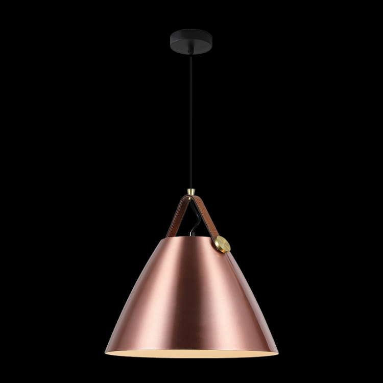 K Light T-KLCH-122-L/CO Large Leather and Iron Cone Metal Pendant