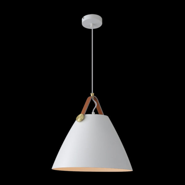 K Light T-KLCH-122-L/WH Large Leather and Iron Cone Metal Pendant