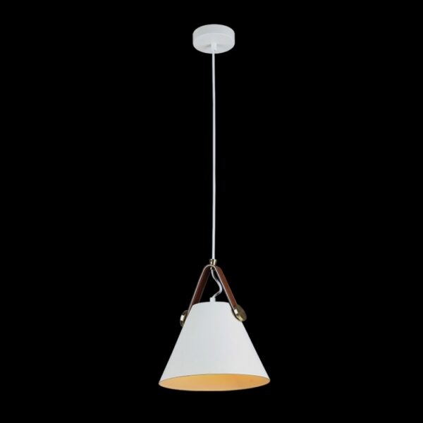 K Light T-KLCH-122-S/WH Small Leather and Iron Cone Metal Pendant