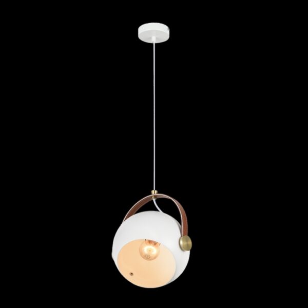 K Light T-KLCH-124/WH Leather and Iron Ball Metal Pendant