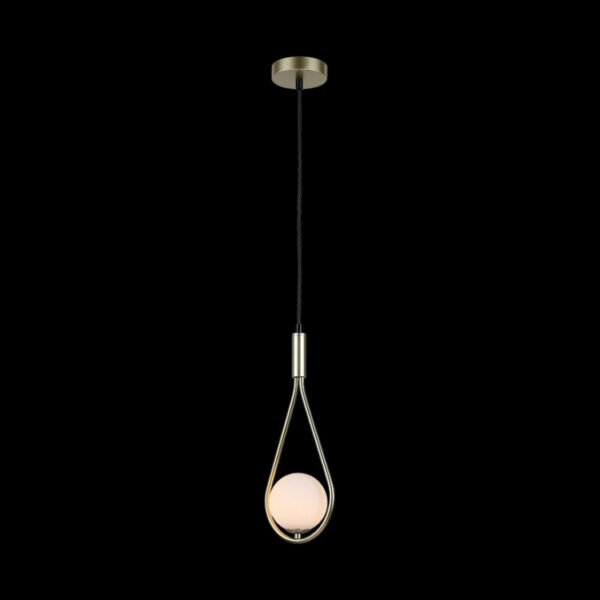 K Light T-KLCH-130 G9 LED Tear Drop Glass Pendant Satin Gold Opal Glass