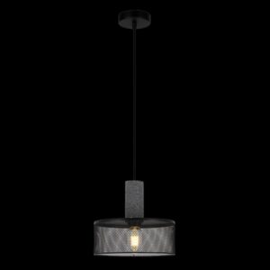 K Light T-KLCH-594 Midnight Mesh Round Pendant Stone and Black Mesh
