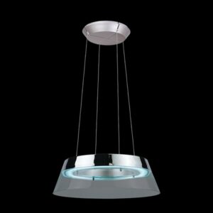 K Light U-8618 55W T5 Round Glass Fluorescent Pendant Satin Chrome with Clear Glass