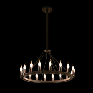 K Light WE-KLCH-397-18 Large Round Ranch Iron Pendant Black