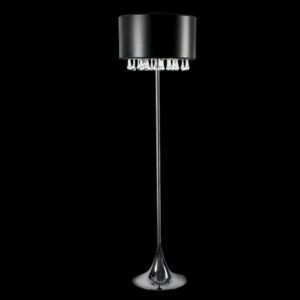 K Light X-LDD33 Floor Lamp with Black and Silver Shade and Clear Drop Glasses