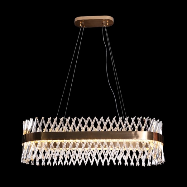 K Light K-LED-9967/2 LED SMD Oval Crystal and Gold Chandelier