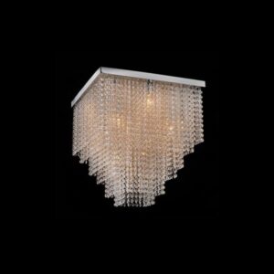 K Light S-KLCH-70326/9S 3W 9xG9 LED Large Square K9 Crystal Ceiling Fitting Chrome