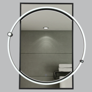 Brightstar ML062 BLACK 18W LED Rectangular Mirror with Metal Frame LED and Touch Switch IP44 Dimmable Matt Black